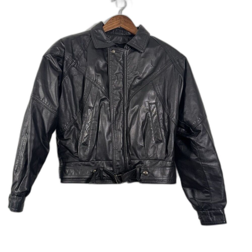 Vintage The Leather Ranch Genuine Leather Jacket Small Black Made in Canada